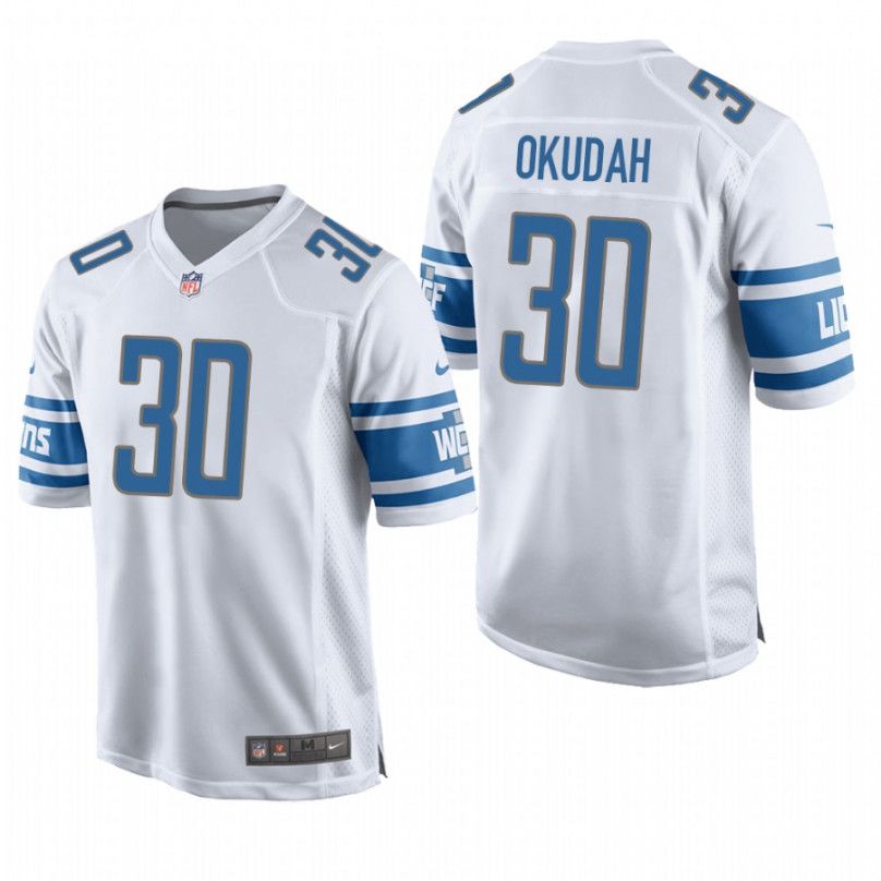 Men Detroit Lions 30 Jeff Okudah Nike White Vapor Limited NFL Jersey